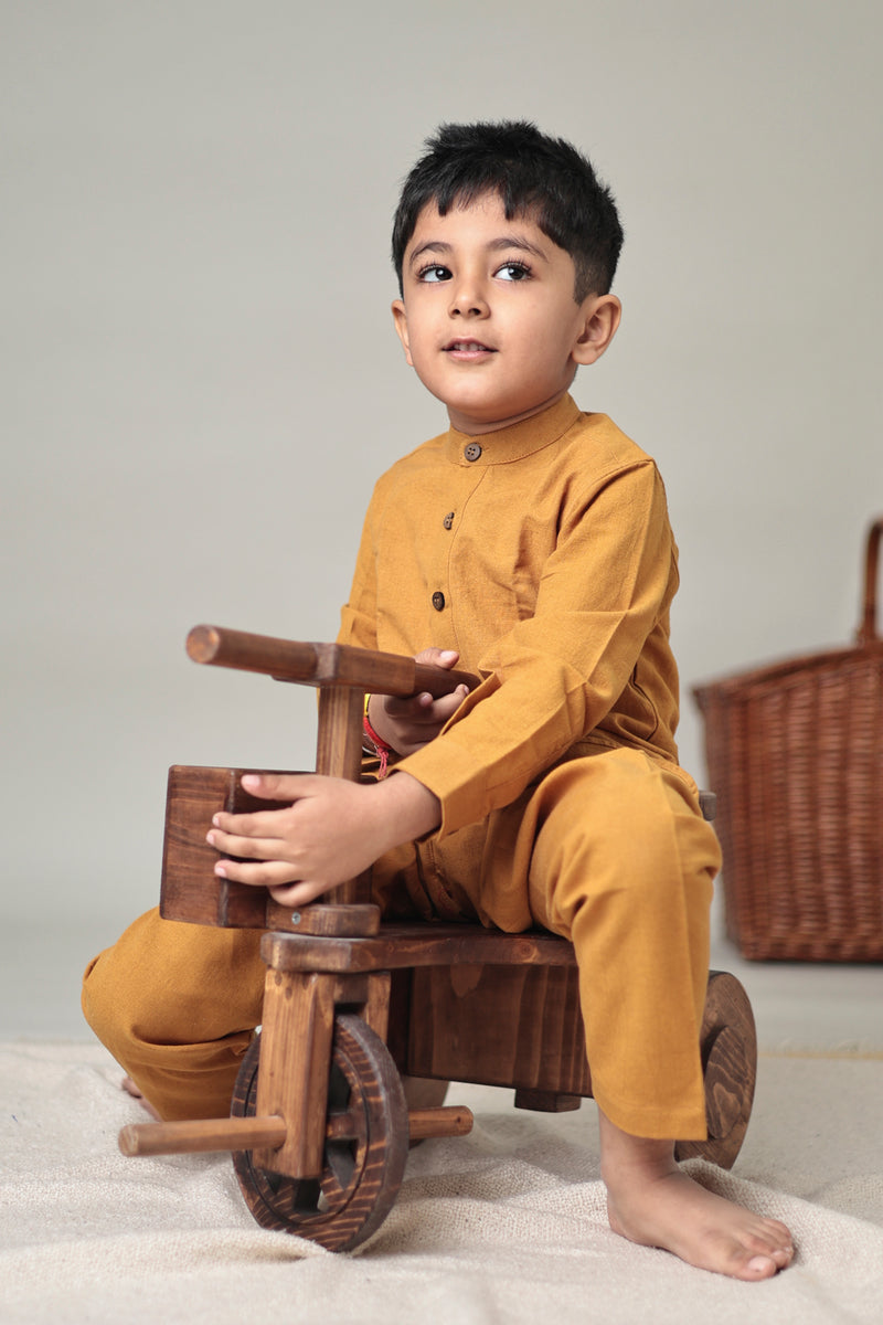 MINI AMBER : Handwoven Cotton Kurta set