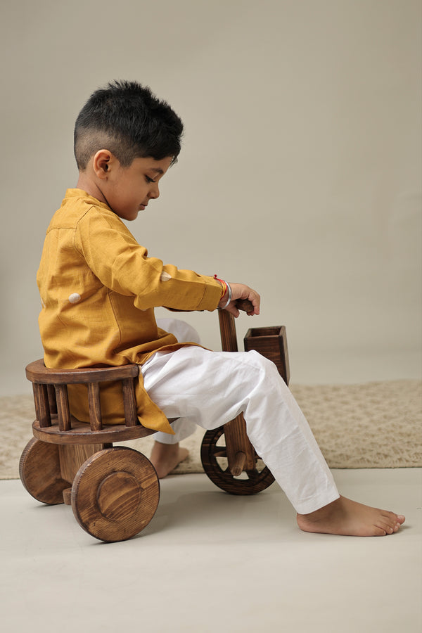 Mini Ananda : Muted Mustard Jamdani Kurta set