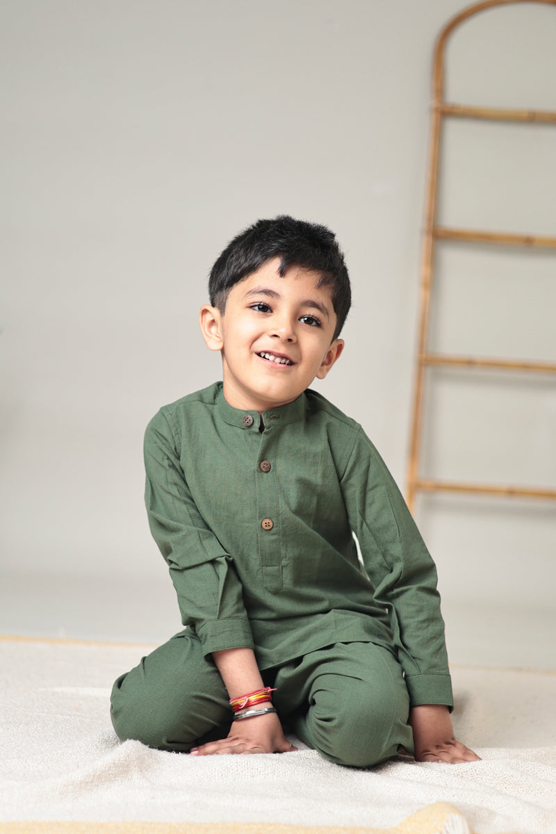 MINI SAGE : Handwoven Cotton Kurta set