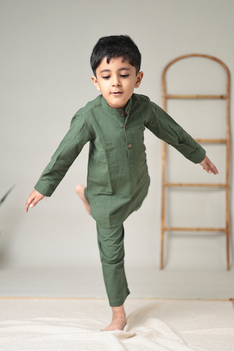 MINI SAGE : Handwoven Cotton Kurta set