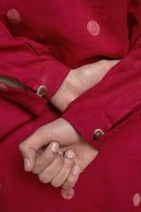 MUDITA : Jamdani Deep Red Knee-Length Kurta