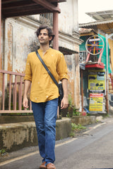 Arka : Jamdani Muted Mustard short kurta