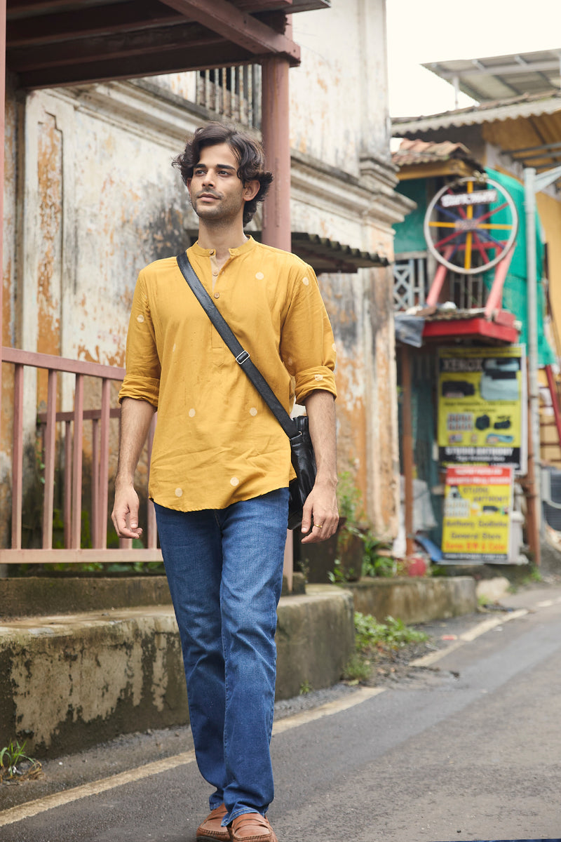 Arka : Jamdani Muted Mustard short kurta