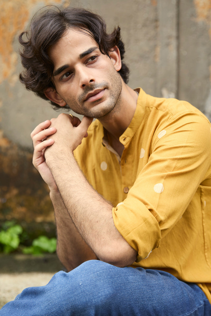 Arka : Jamdani Muted Mustard short kurta