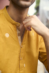 Arka : Jamdani Muted Mustard short kurta