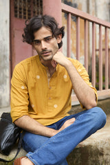 Arka : Jamdani Muted Mustard short kurta