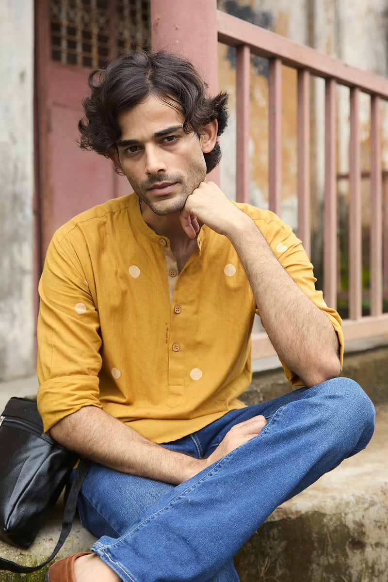 Arka : Jamdani Muted Mustard short kurta