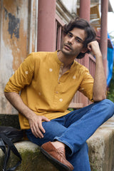 Arka : Jamdani Muted Mustard short kurta