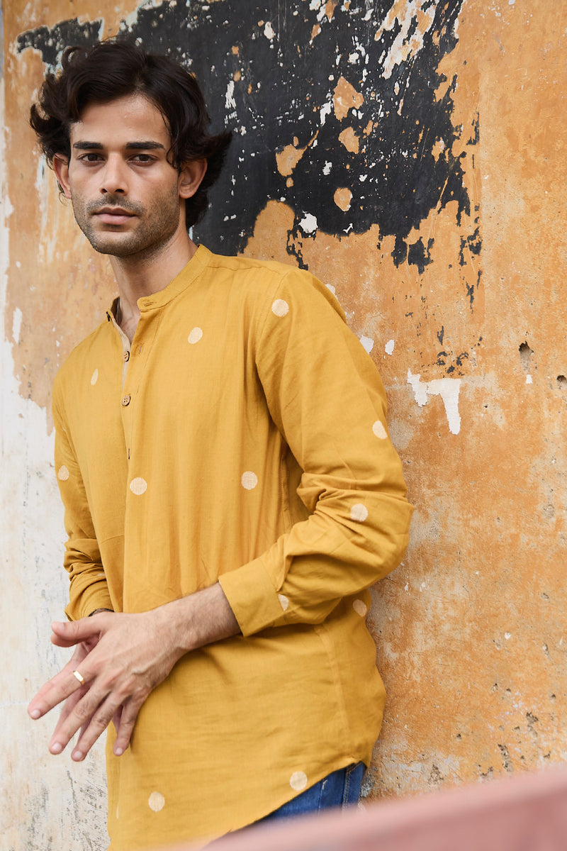 Arka : Jamdani Muted Mustard short kurta