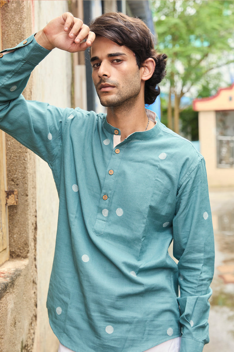 Bodhi : Jamdani Teal short kurta