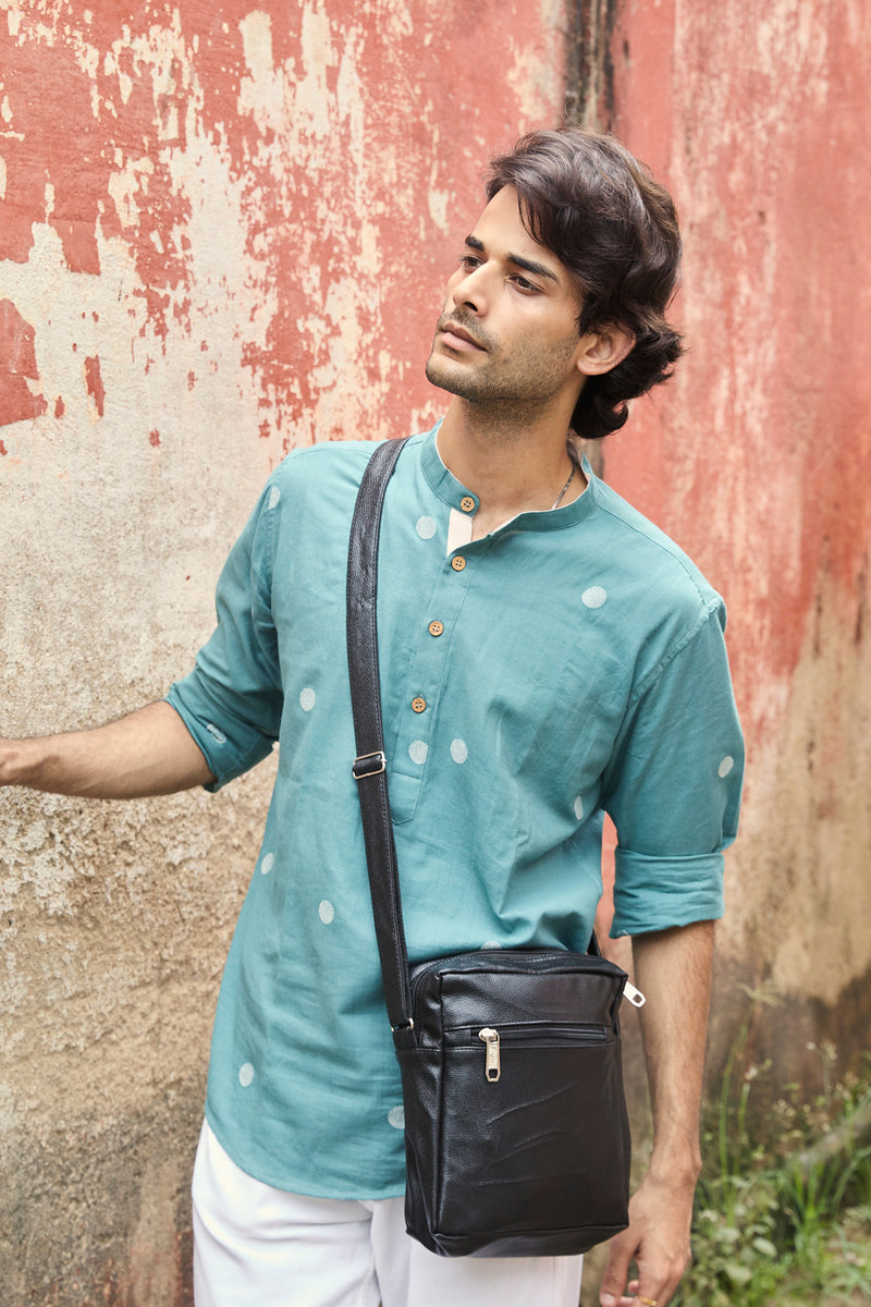 Bodhi : Jamdani Teal short kurta