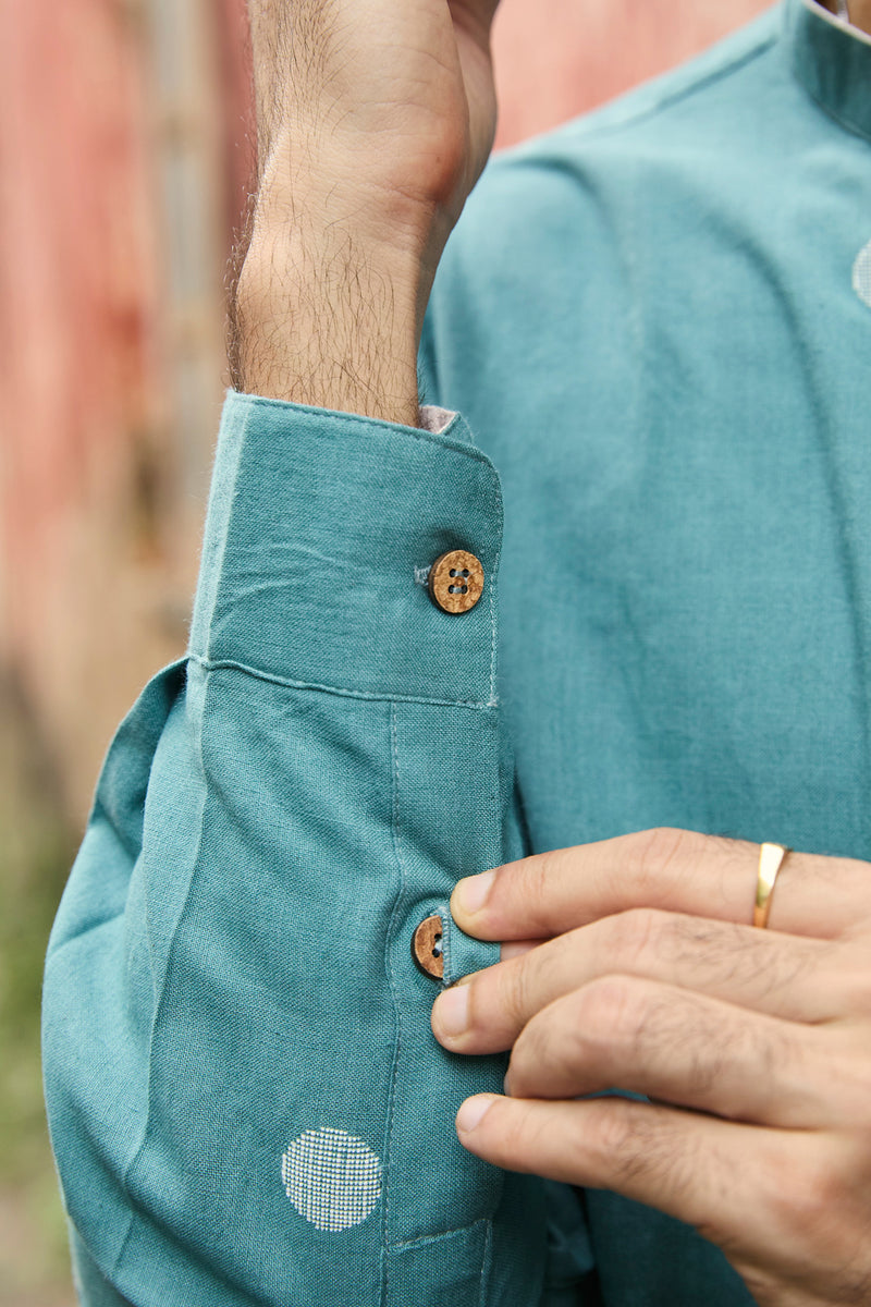 Bodhi : Jamdani Teal short kurta