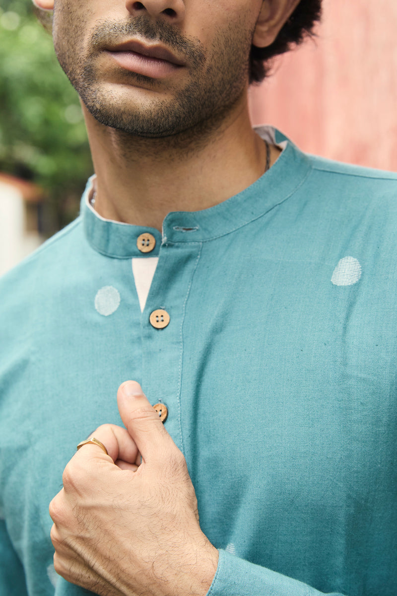 Bodhi : Jamdani Teal short kurta