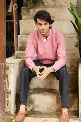 Sutra : Jamdani Muted Pink short kurta