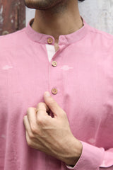 Sutra : Jamdani Muted Pink short kurta