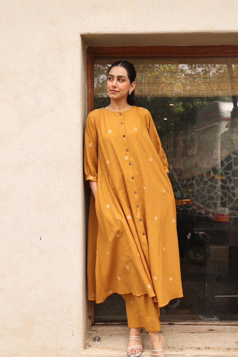 Piku Jamdani Mustard Co-ord set