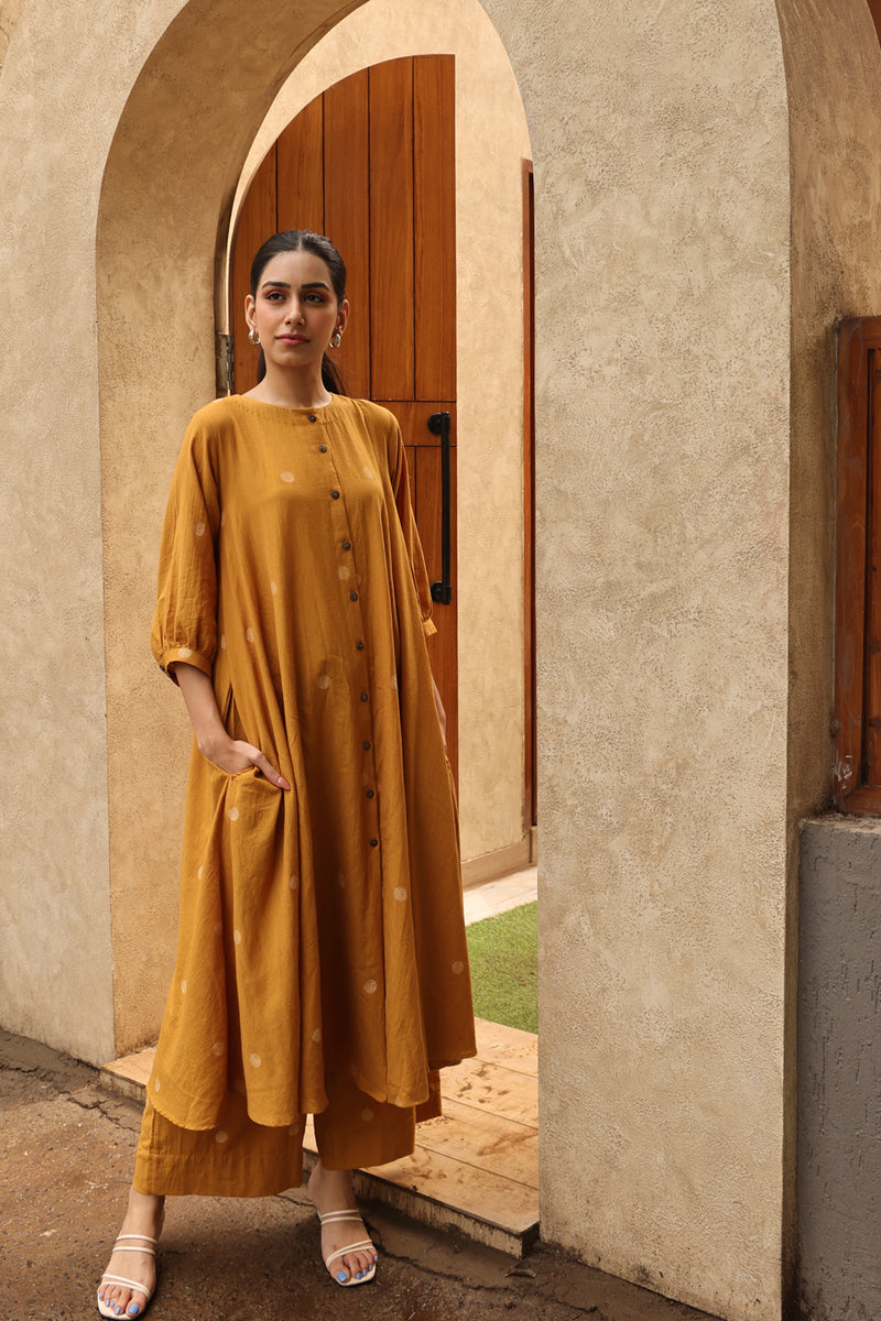 Piku Jamdani Mustard Co-ord set