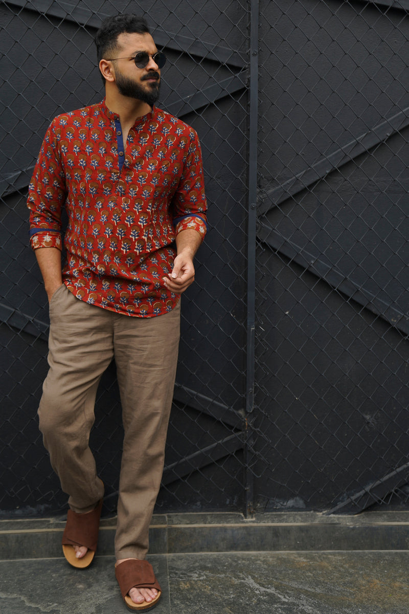Rudra : Blockprint Short Kurta