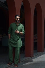 SAGE : Sage green Handwoven Cotton Kurta