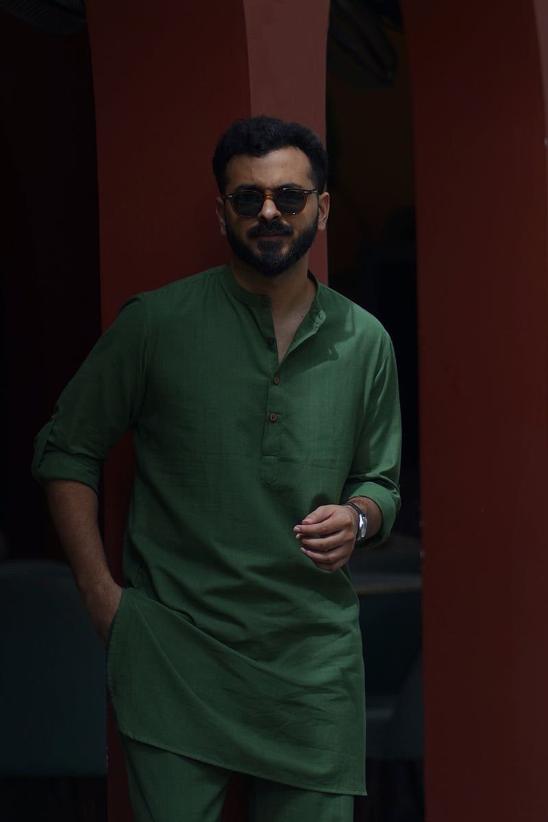 SAGE : Sage green Handwoven Cotton Kurta
