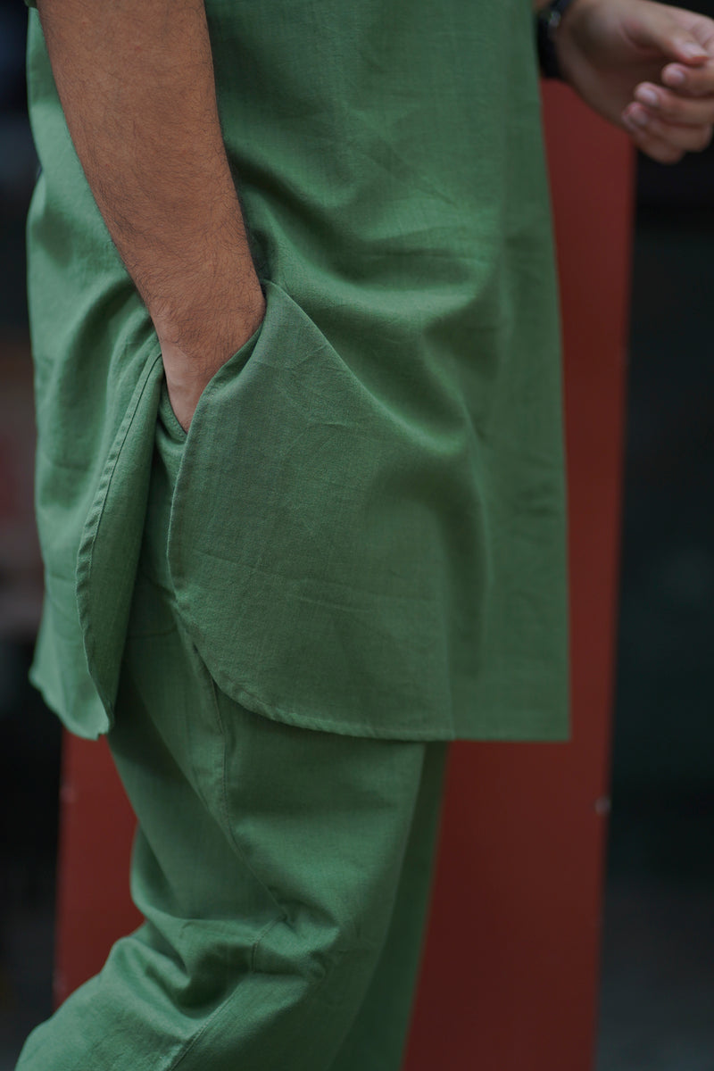 SAGE : Sage green Handwoven Cotton Kurta
