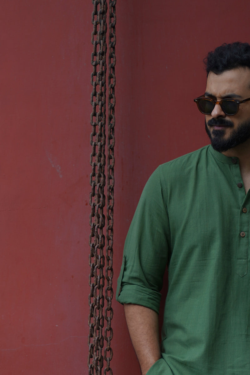 SAGE : Sage green Handwoven Cotton Kurta