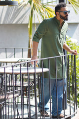 SAGE : Sage green Handwoven Cotton Kurta