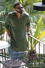 SAGE : Sage green Handwoven Cotton Kurta
