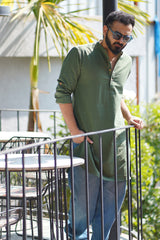 SAGE : Sage green Handwoven Cotton Kurta