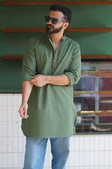 SAGE : Sage green Handwoven Cotton Kurta