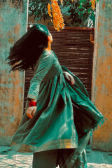 Sita Mangalgiri Dual shade green co-ord set with dupatta