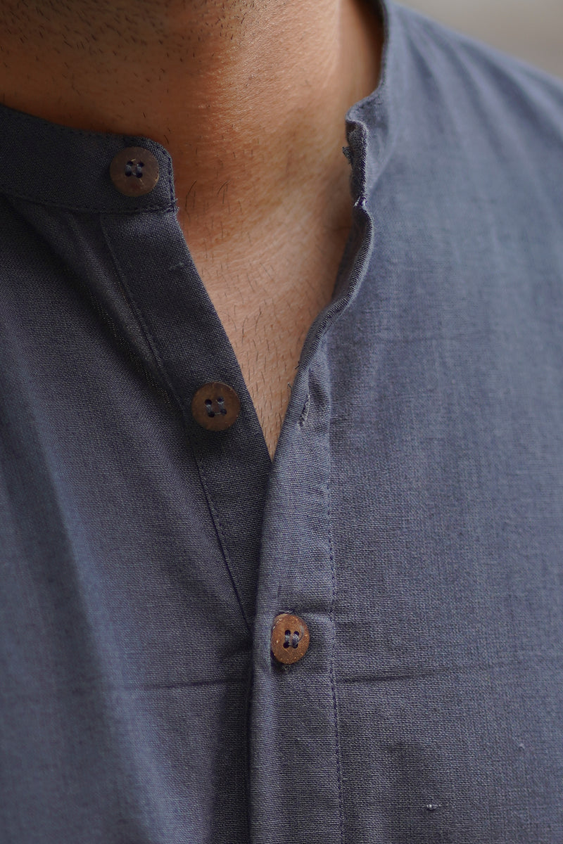 SLATE : Deep Grey Handwoven Cotton Kurta
