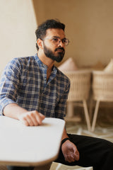 Sora : Handwoven Cotton Blue Checks Full-sleeve Shirt