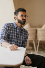 Sora : Handwoven Cotton Blue Checks Full-sleeve Shirt