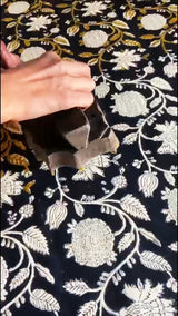 SEHER : Blockprint Half-Sleeve henley shirt