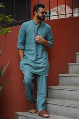 TIDE : Teal Handwoven Cotton Co-ord Set