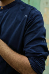 Vaari : Jamdani Deep Blue short kurta