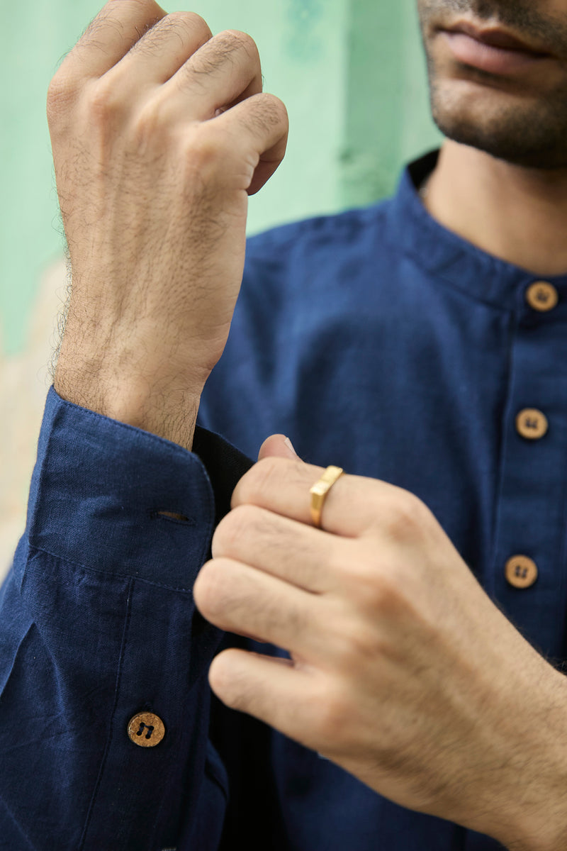 Vaari : Jamdani Deep Blue short kurta