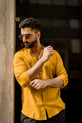 Mellow : Cotton Mustard Yellow Full-sleeve Shirt
