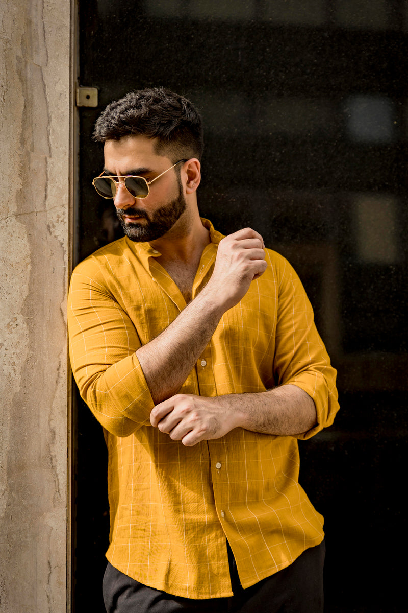 Mellow : Cotton Mustard Yellow Full-sleeve Shirt – Indianpeacock Mellow : Cotton Mustard Yellow Full-sleeve Shirt – Indianpeacock