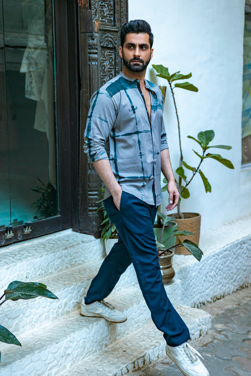 Fuji : Tie & Dye Grey Full-sleeve Shirt